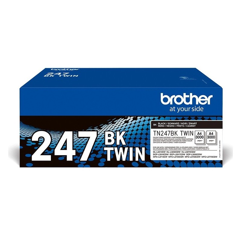 Pack de 2 Toners Noir Haute Capacité Brother pour DCP L3510CDW/ HL L3210CW/ MFC L3710CW ... (TN247BKTWIN)