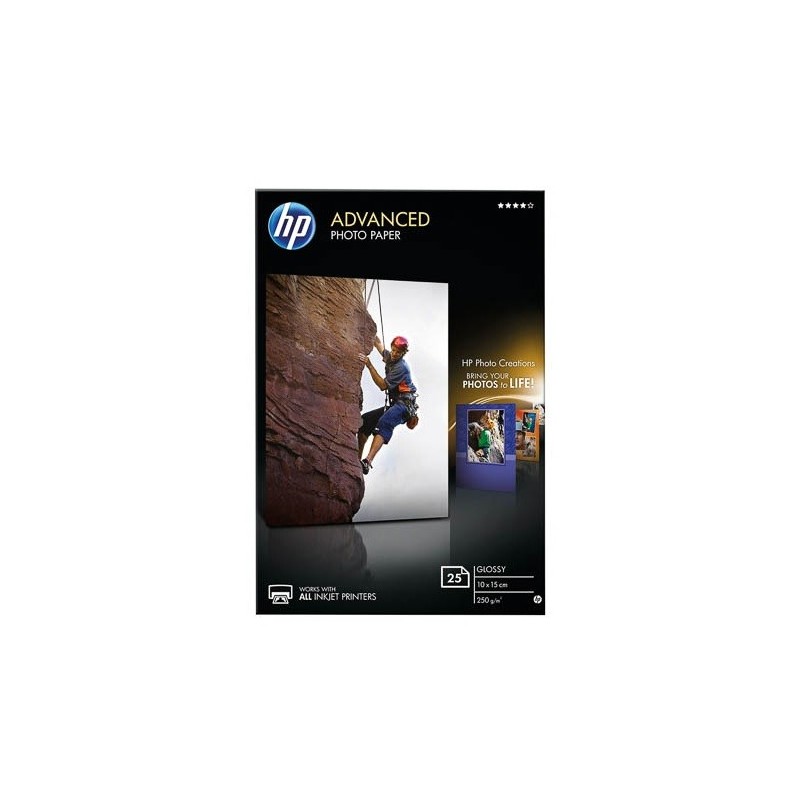 25 feuilles Papier Photo HP Advance 250 gr - 10x15 cm - Finition brillante