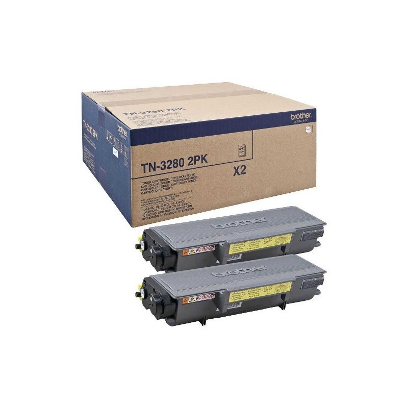 Pack 2 Toner Brother haute capacité pour HL 5340D / 5350DN / 5350DNLT / 5380DN (TN3280TWIN)