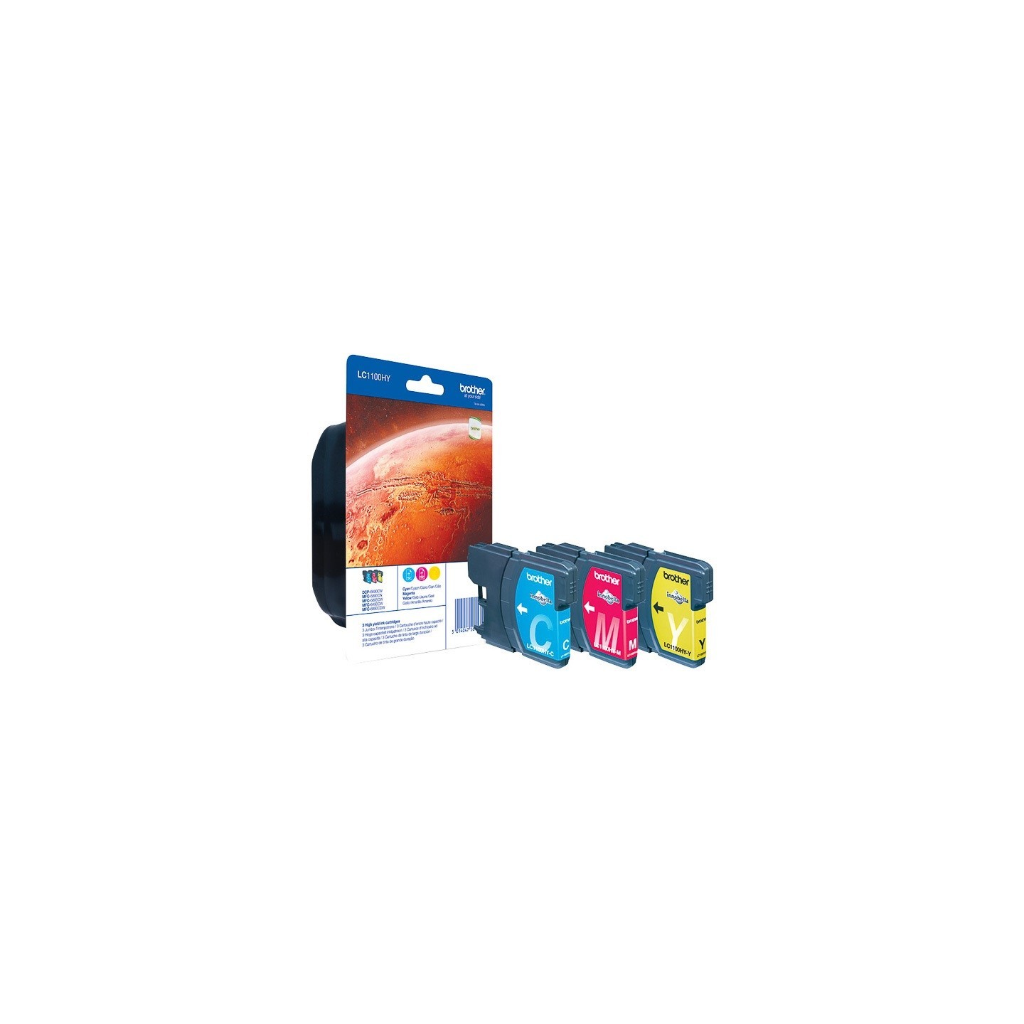 Pack de cartouches d’encre Haute Capacité : Cyan / Magenta / Jaune (LC-1100HYRBWBP)