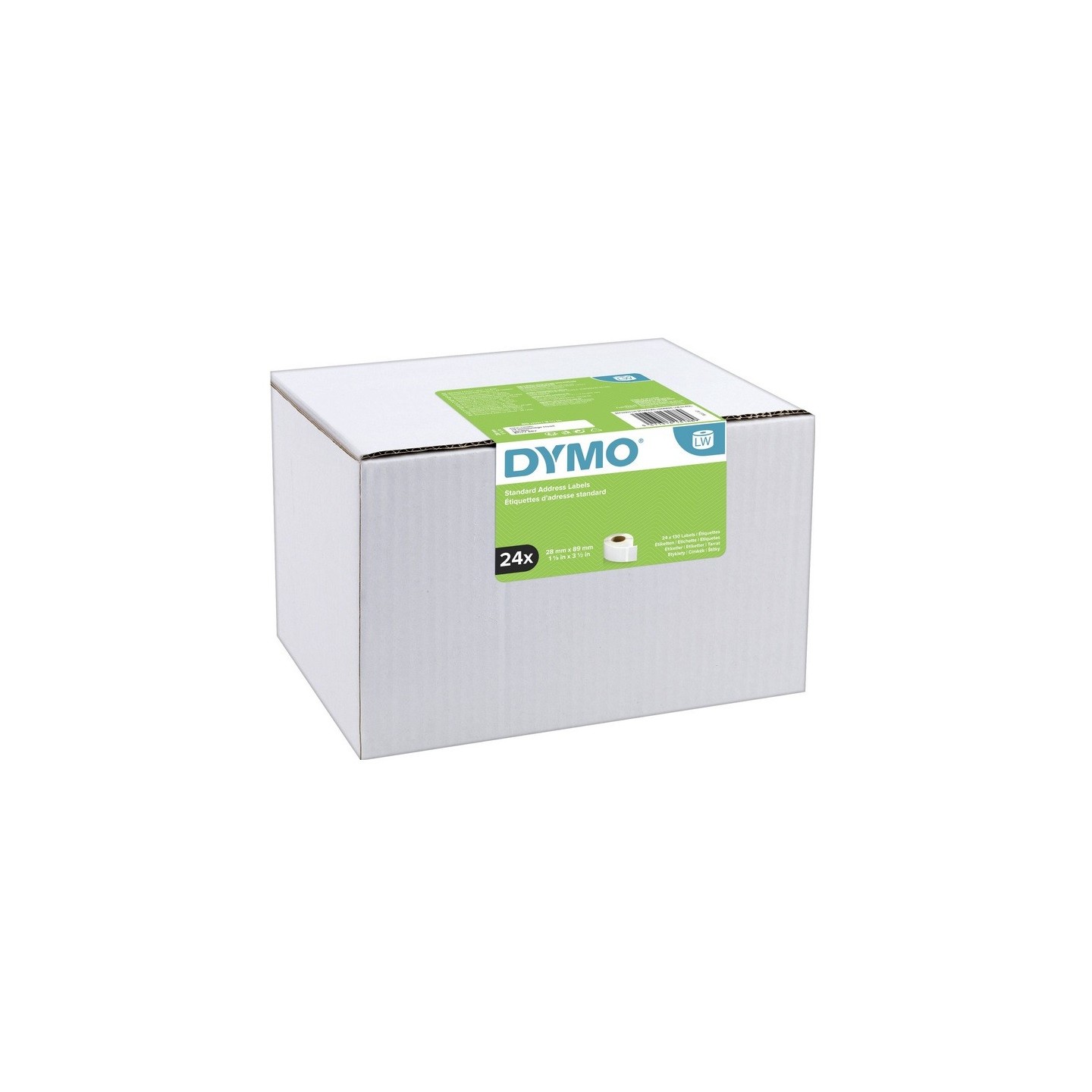 Pack 24 Rouleaux de 130 Etiquettes d'adresse LW adhesives Dymo 28mm x 89 mm (large format) (13188)