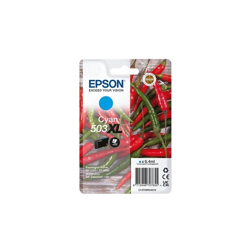 Cartouche d'encre Cyan Haute Capacité Epson pour WorkForce WF-2960dwf ... (n°503XL)