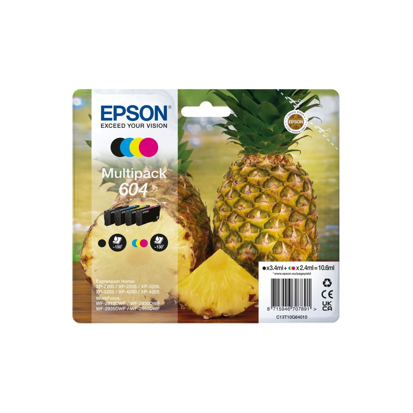 Multipack 4 Cartouches d'encre pour EPSON Expression Home XP2200, ...(N°604)