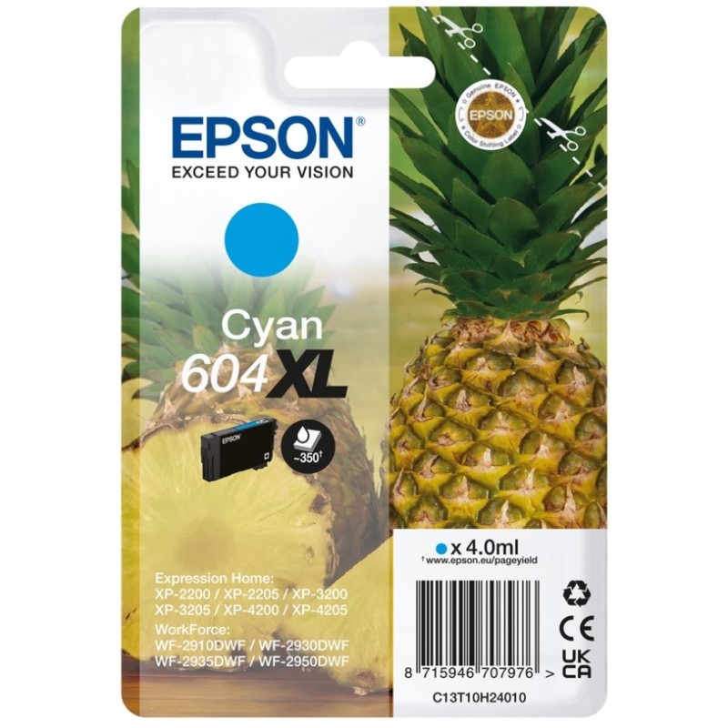 Cartouche d'encre Cyan Haute Capacité pour EPSON Expression Home XP2200, ...(N°604XL)