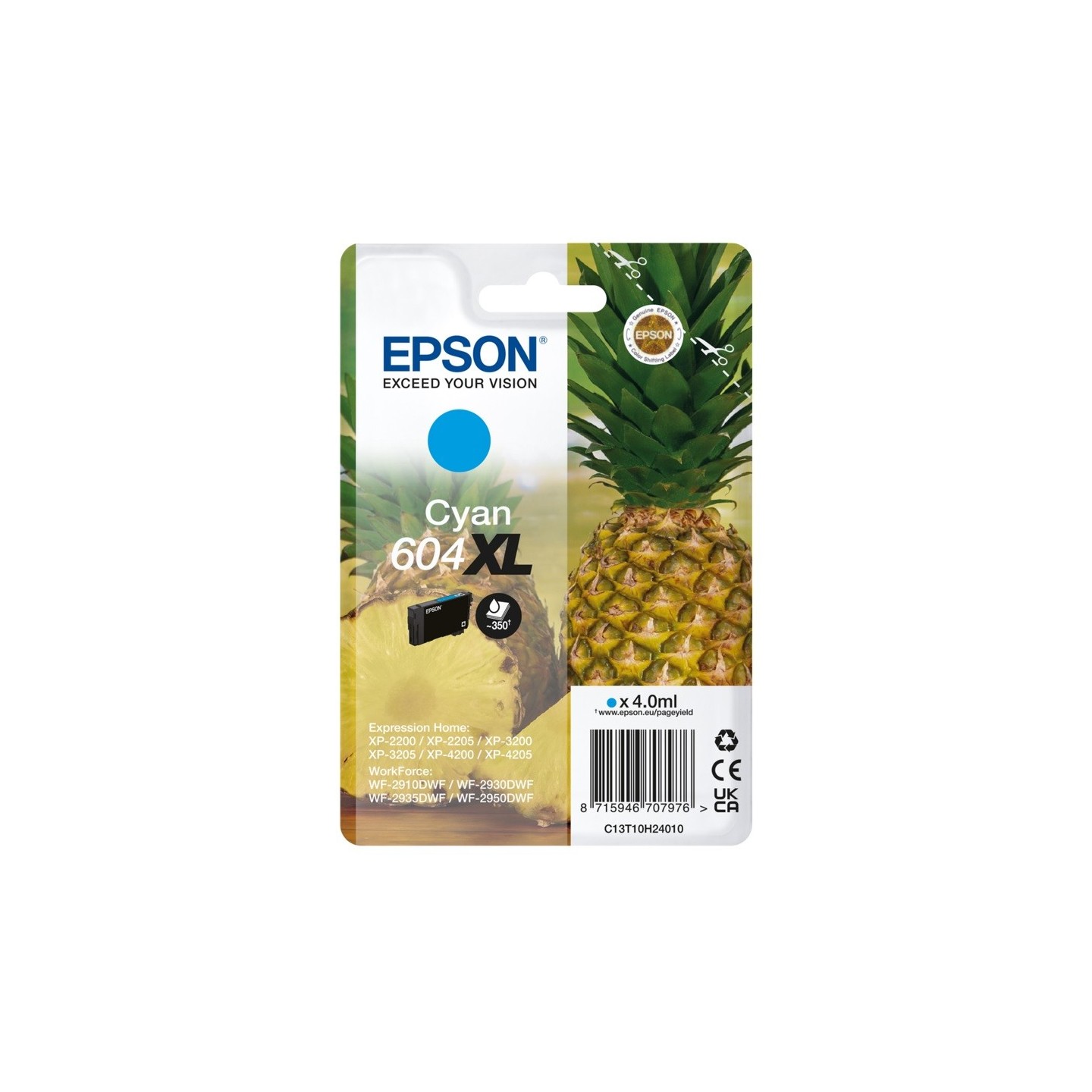 Cartouche d'encre Cyan Haute Capacité pour EPSON Expression Home XP2200, ...(N°604XL)