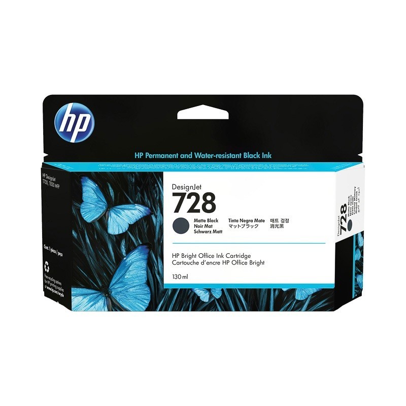Cartouche d'encre Noir Matt HP pour Designjet T730 / T830 (N°728)