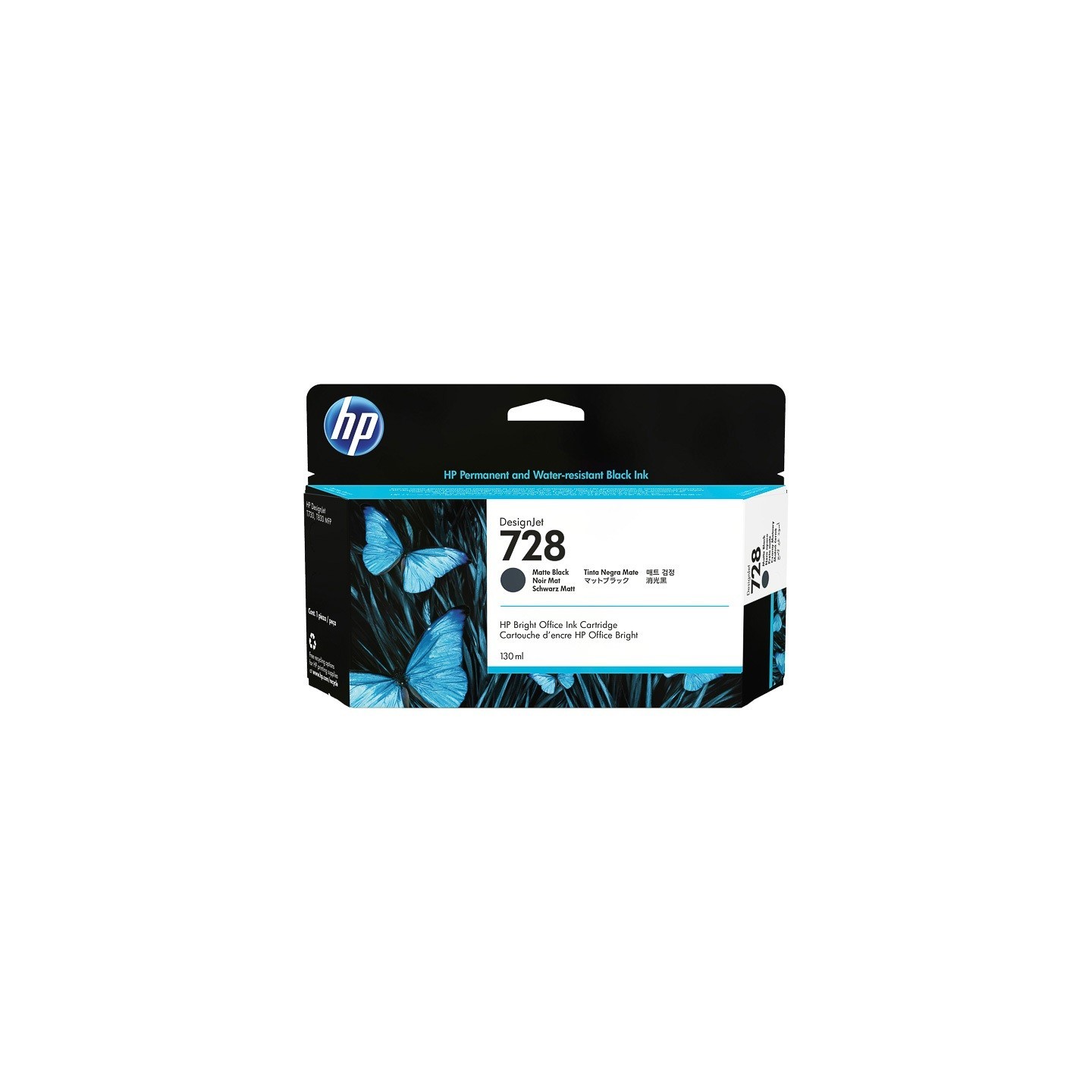 Cartouche d'encre Noir Matt HP pour Designjet T730 / T830 (N°728)