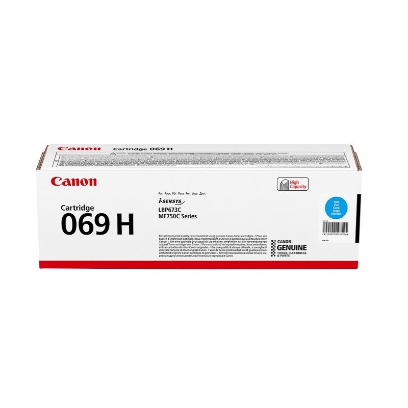 Cartouche Toner Cyan Haute Capacité Canon N° 069 pour i SENSYS MF752Cdw, ... (069HC)