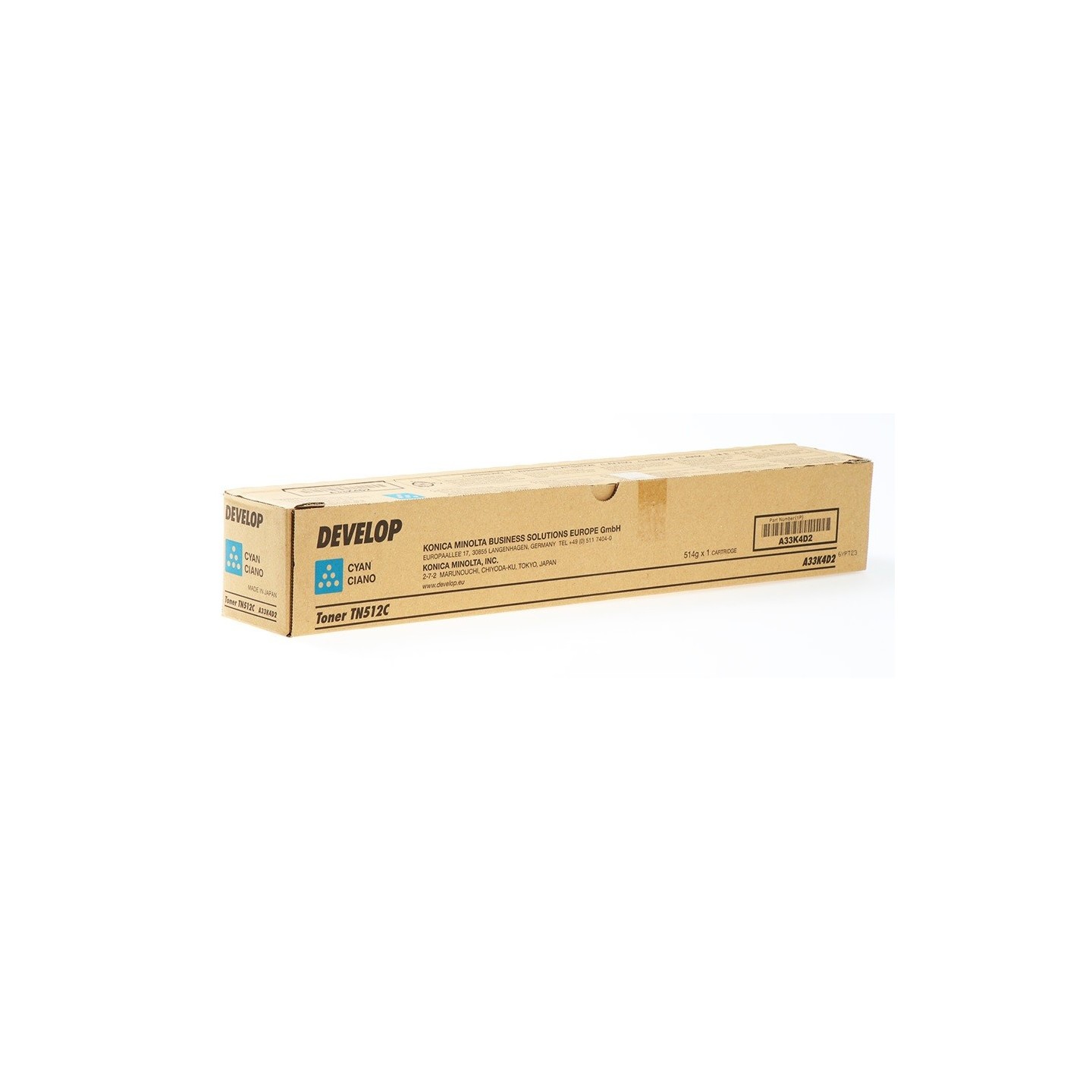 Toner Cyan Develop pour Ineo +454/+554 ... (TN-512C) (26 000 pages)