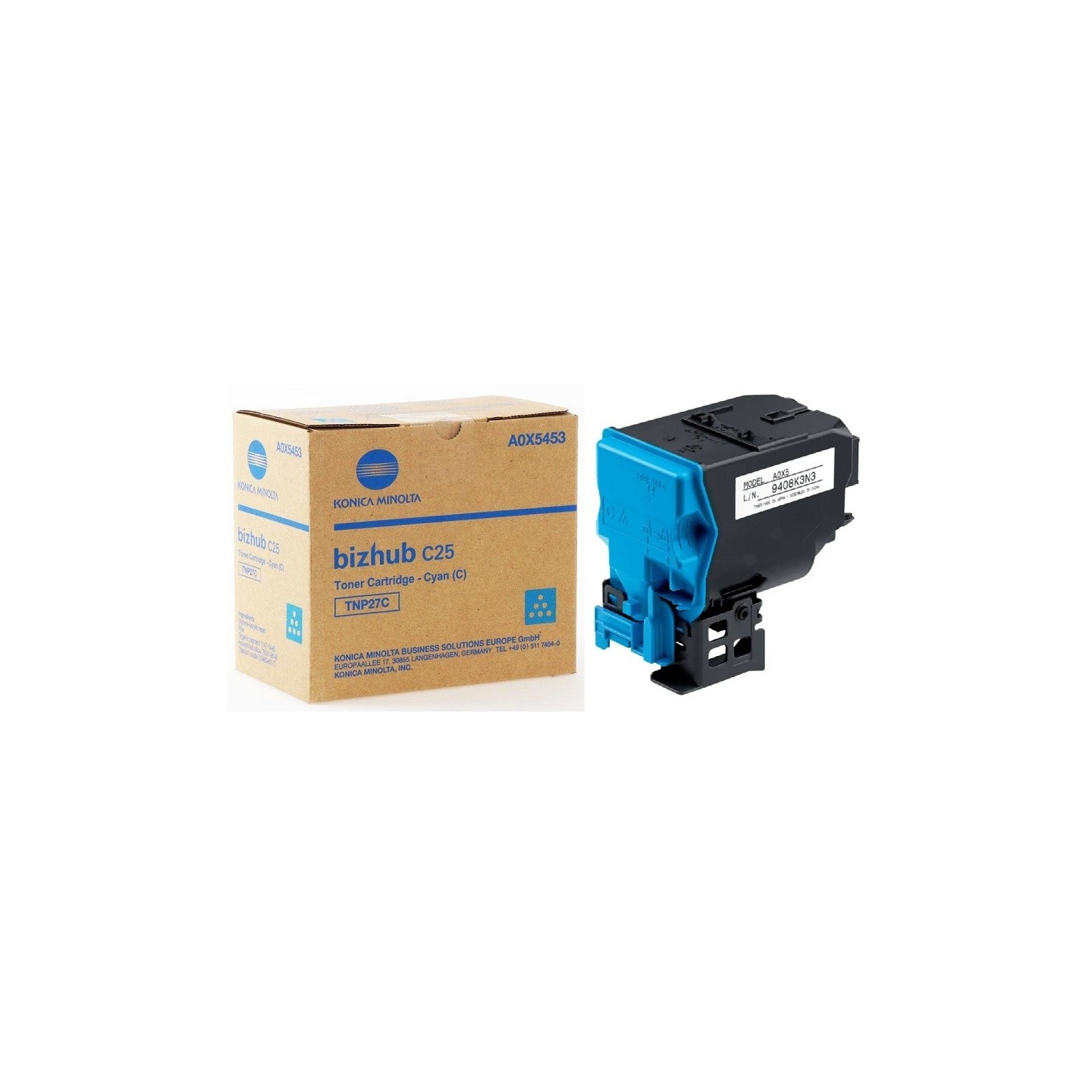 Toner cyan Konica Minolta pour Bizhub C25  (A0X5453 - TNP27C), Toner Express : achat en ligne de Toner cyan Konica Minolta pour 