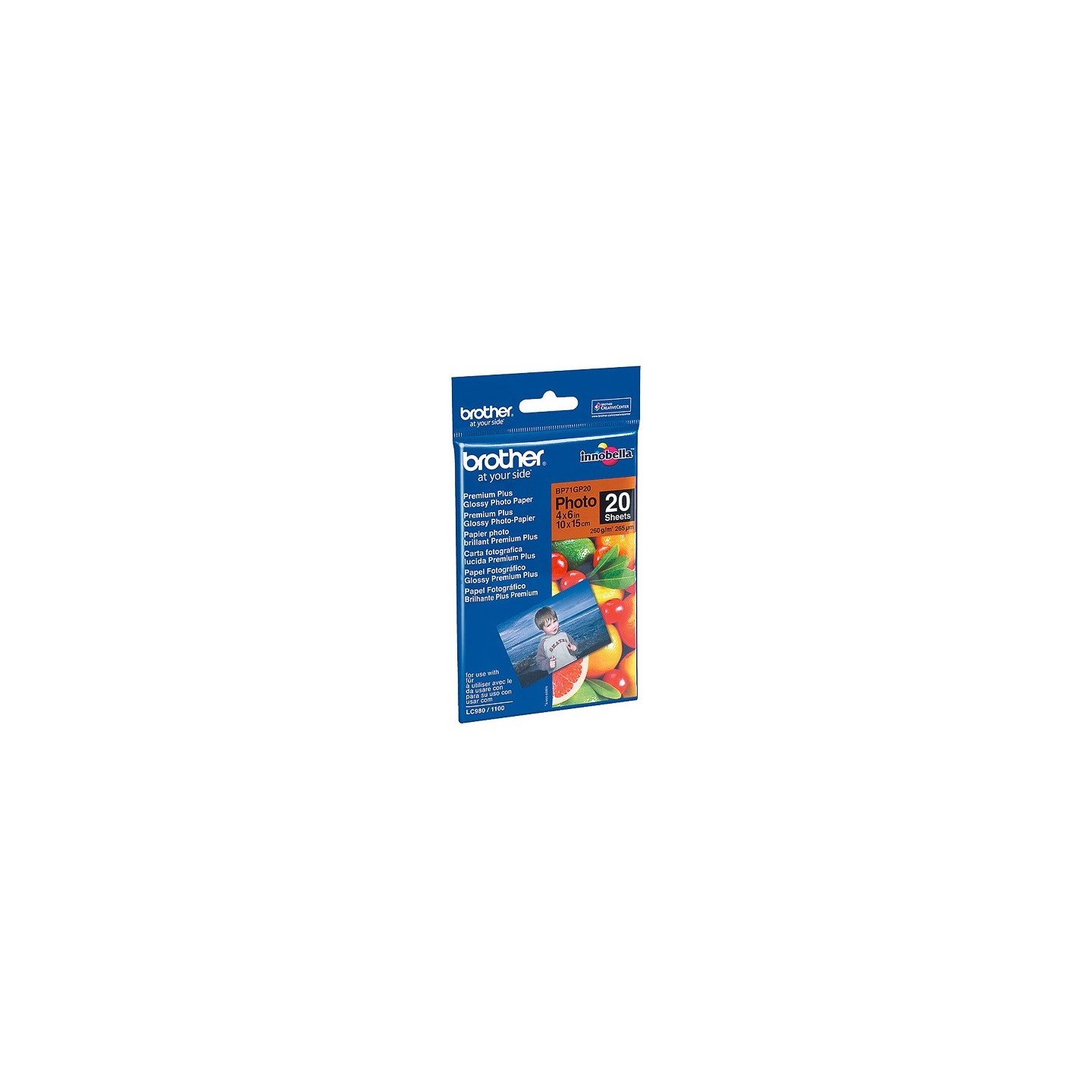 Papier Photo Brother Innobella  10x15cm 260 g/m² Brillant (20 Feuilles)