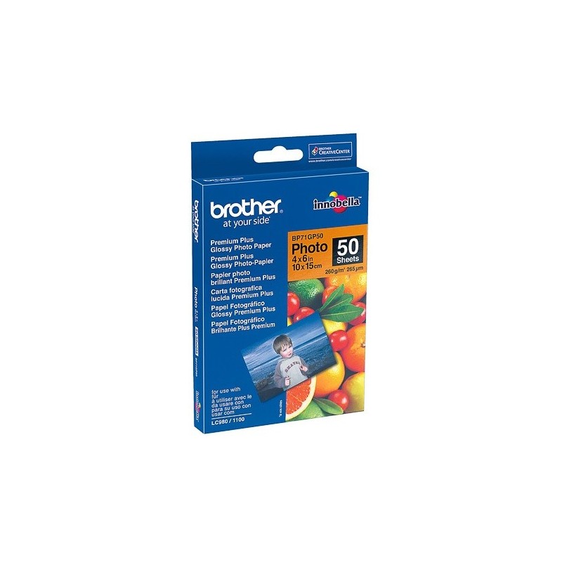 Papier Photo Brother Innobella  10x15cm 260 g/m² Brillant (50 Feuilles)