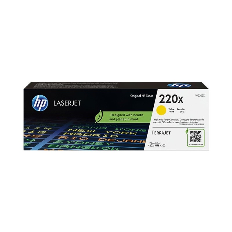 Cartouche Toner Jaune Haute Capacité HP pour LaserJet Pro 4202, MFP 4302... (220X)