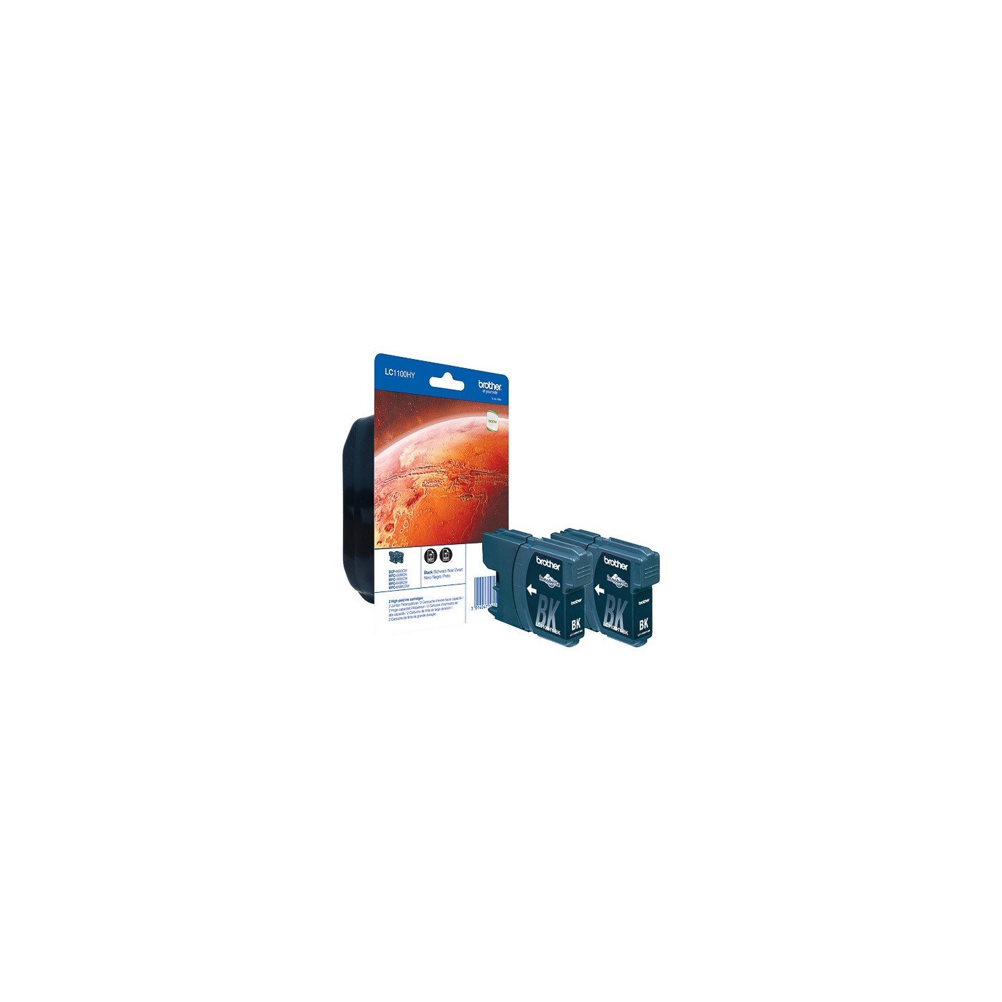 Pack 2 Cartouches Haute capacité Brother Noir pour MFC-6490CW (LC1100HYBKBP2)
