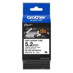 Cartouche ruban pour gaine thermorétractable Brother HSe-211E– Noir sur blanc, 5,2 mm - 1,5m