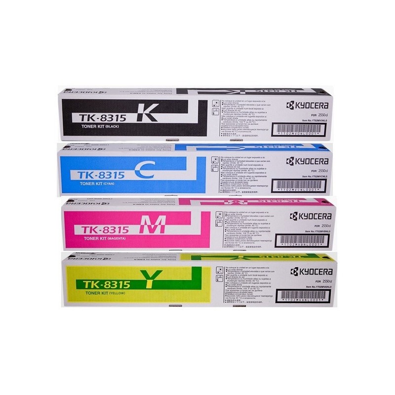 PACK 4 Toners Kyocera Mita pour TaskAlfa 2550ci (TK8315) (C, M, J, N)