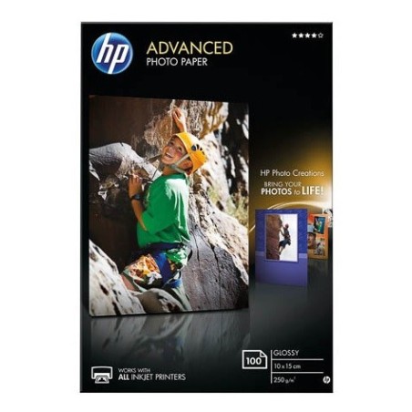 100 feuilles Papier Photo HP Advanced - 250 gr - 100 x 150 mm - Brillant