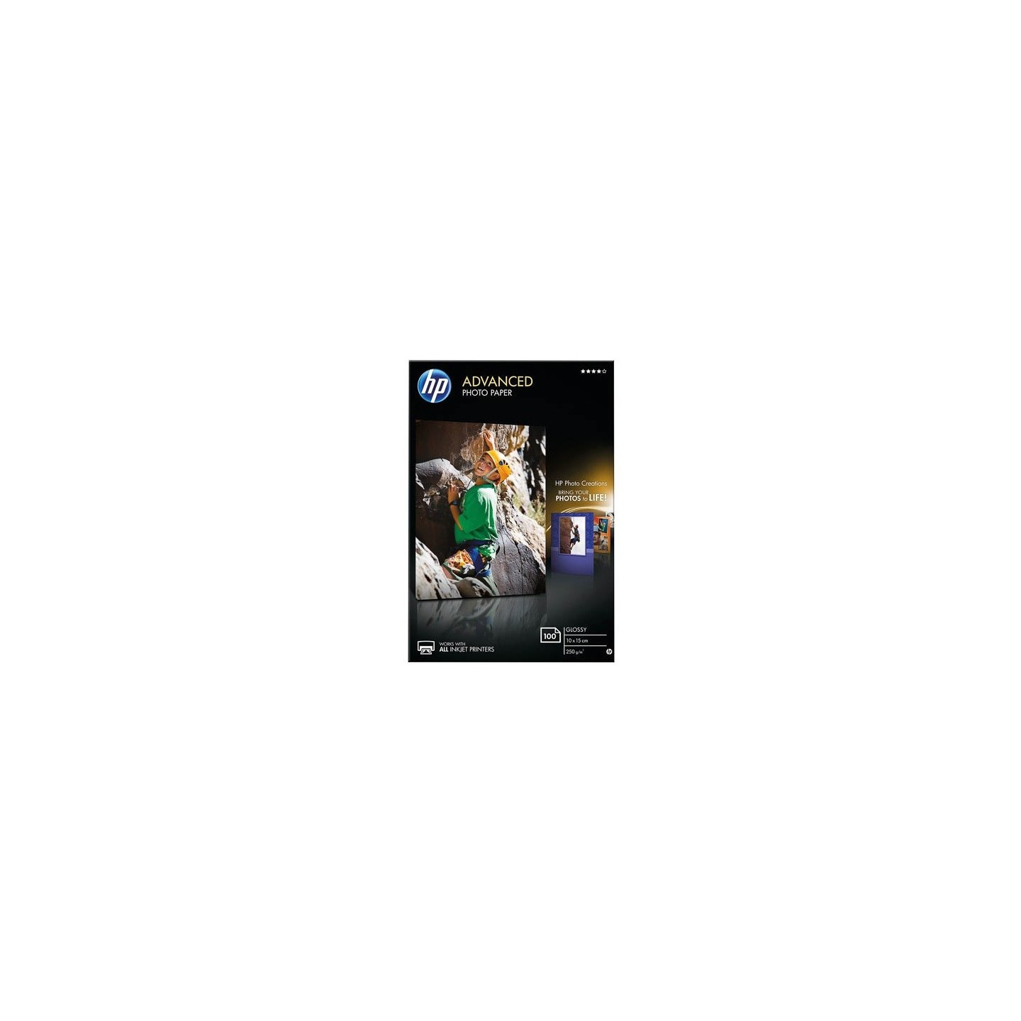 100 feuilles Papier Photo HP Advanced - 250 gr - 100 x 150 mm - Brillant