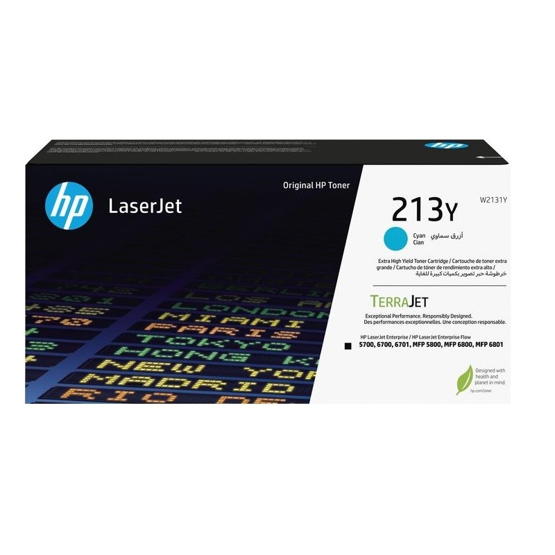 Toner Cyan Très Haute capacité HP pour Color LaserJet Enterprise 5700dn, 6800dn MFP.... (213Y)