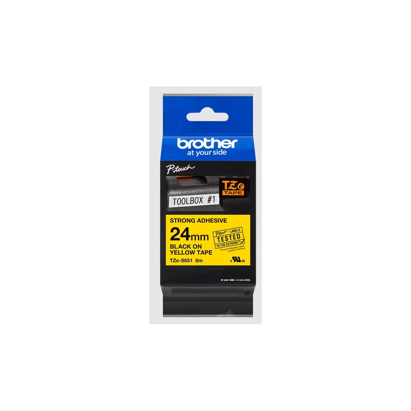Cassette à ruban Brother pour étiqueteuse TZe-S651 originale – Noir sur Jaune, 24 mm de large