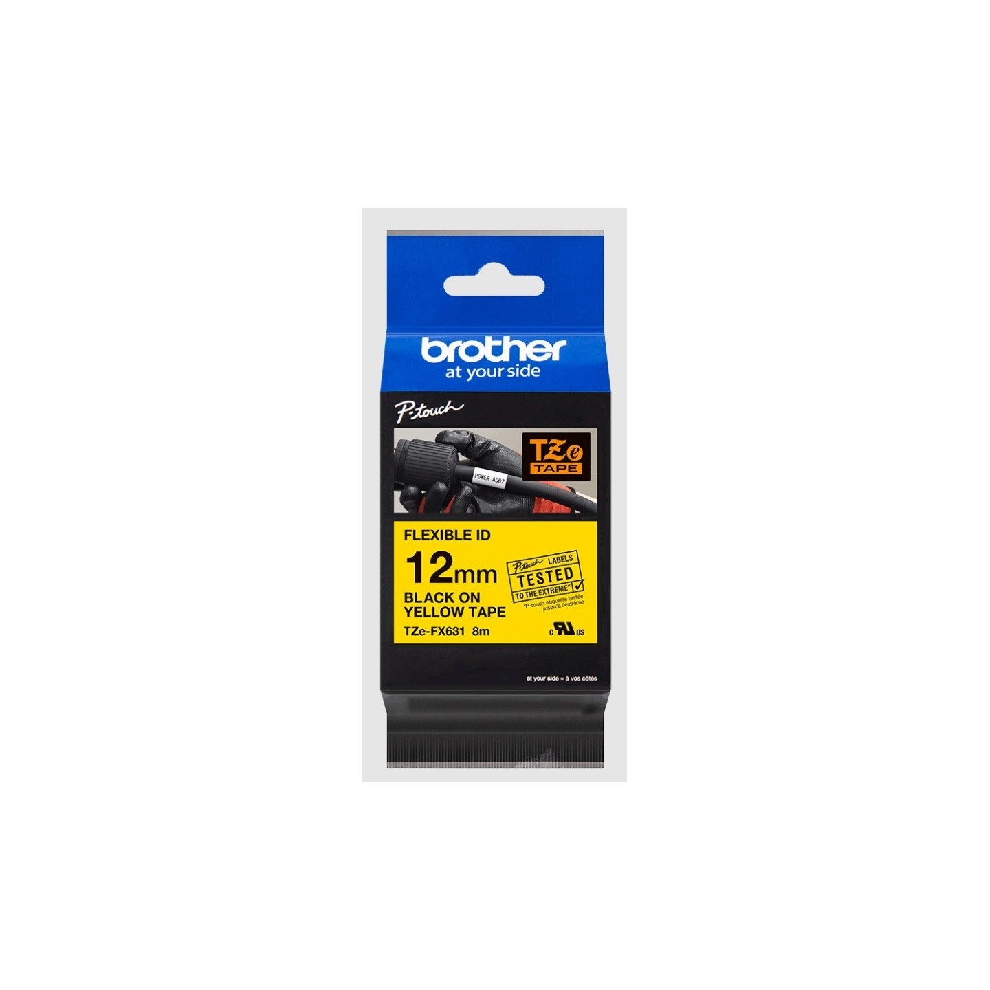 Cassette à ruban Brother pour étiqueteuse TZEFX641 originale – Noir sur Jaune, 18 mm de large