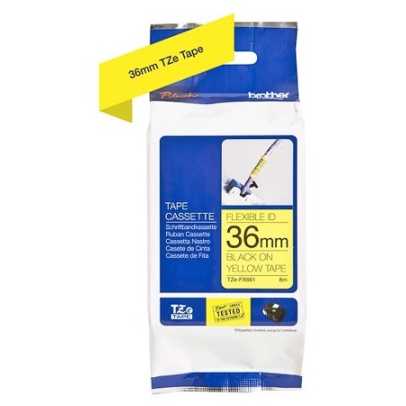 Cassette à ruban Brother pour étiqueteuse TZEFX661 originale – Noir sur jaune, 36 mm de large