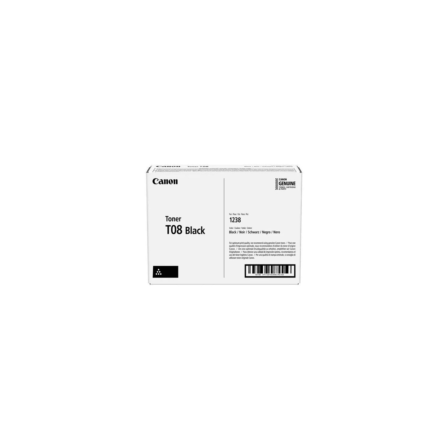 Cartouche Toner Noir Canon pour I-sensys X1238i/ X1238 series ... (T08)