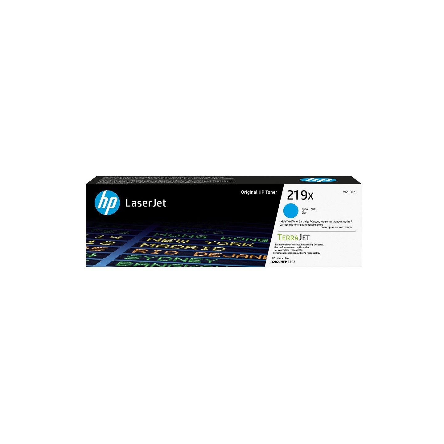 Toner Cyan Haute Capacité HP pour Color LaserJet Pro 3302dw, 3302fdw, ... (219X)