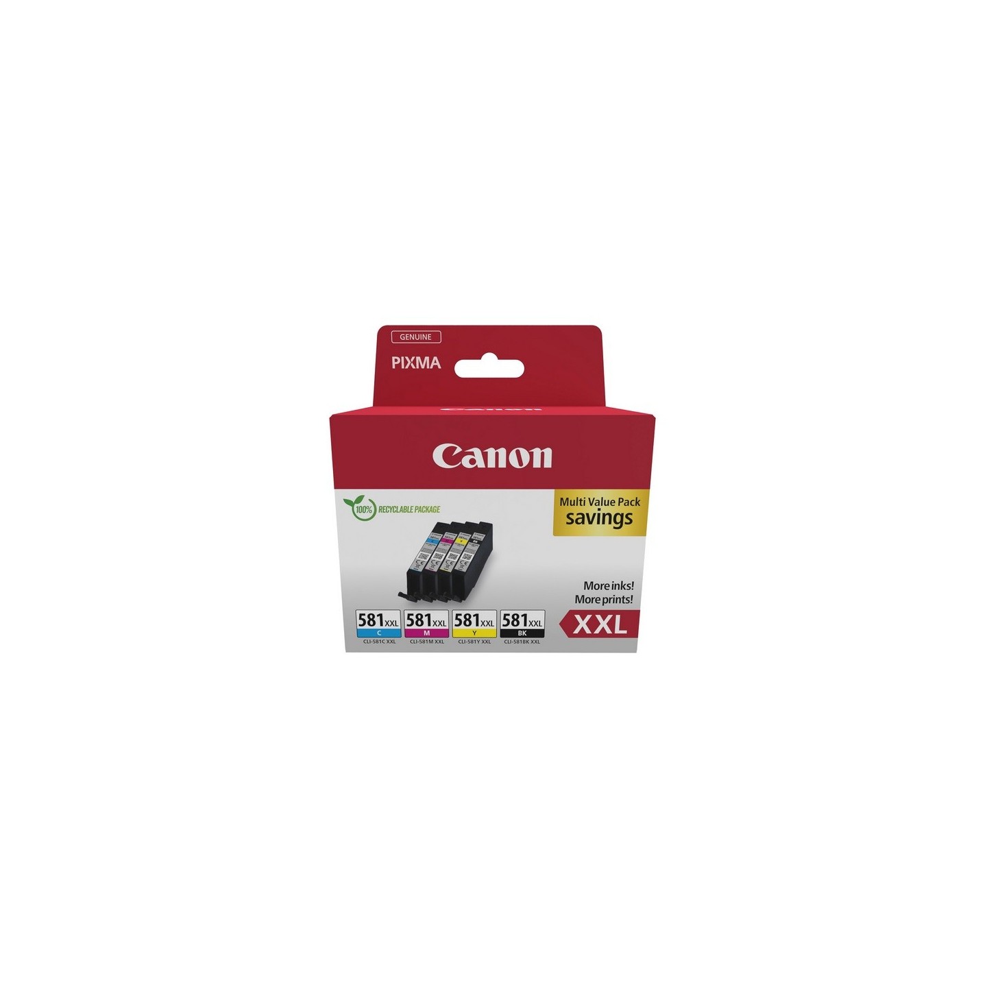 Multipack 4 encres très haute capacité (BK, C, M, Y) Canon CLI-581 XXL pour Gamme PIXMA TS8150 ...