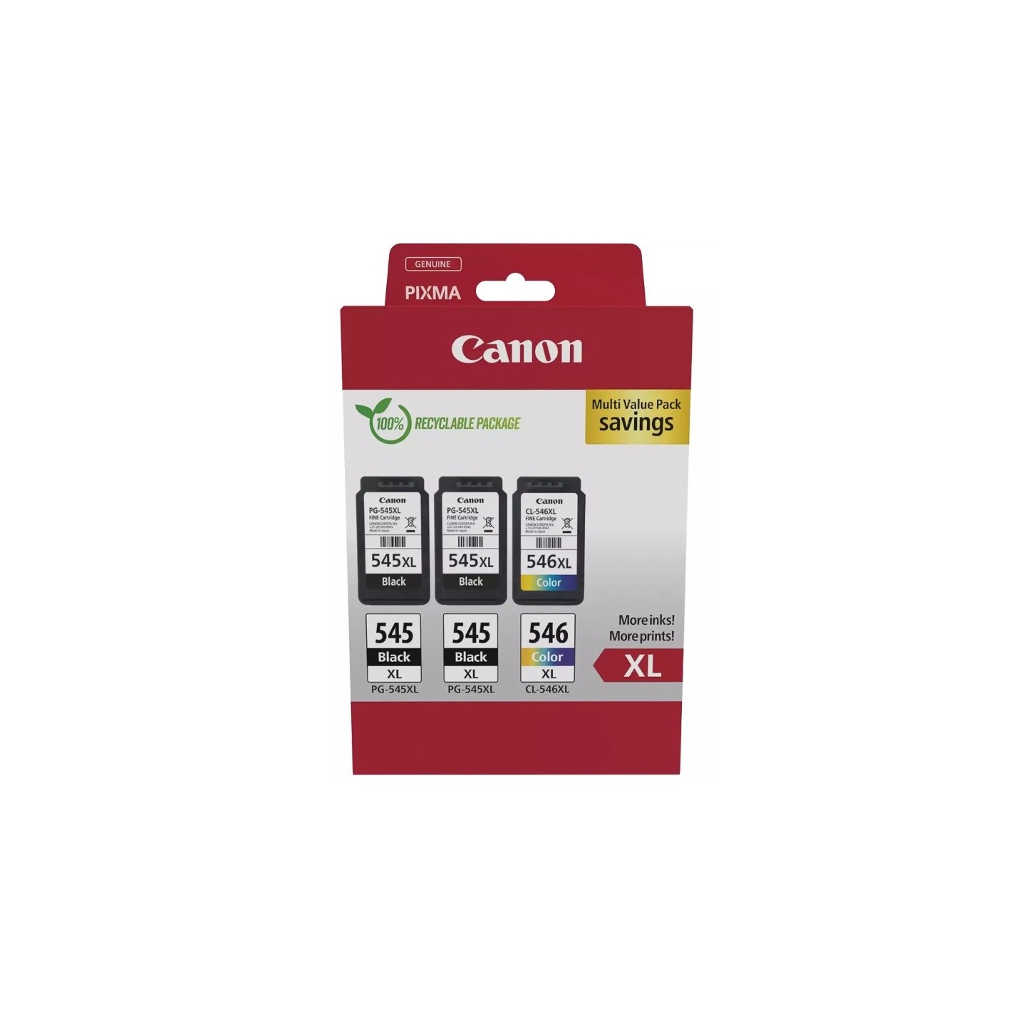 Multipack 2 x noir + couleur Canon pour pixma MG2450 / MG2550 / MX495...(2 x PG-545XL + CL-546XL)