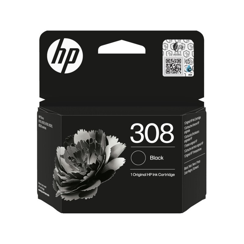 Cartouche d'encre Noir HP pour ENVY 6110/ 6120 ....  (N°308)