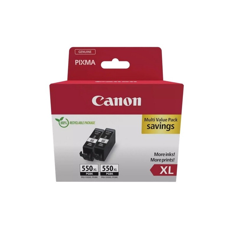 Pack de 2 Cartouches jet d'encre Noire PGI-550PGBKXL pour Pixma MG5450 / MG6350...