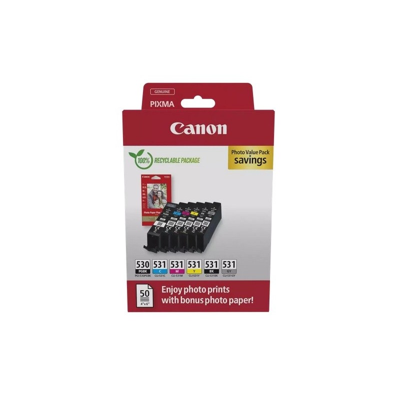 Multipack Canon pour CANON Ink-Jet PIXMA TS 8750 / 8751(PGI530PGBK + CLI531...)