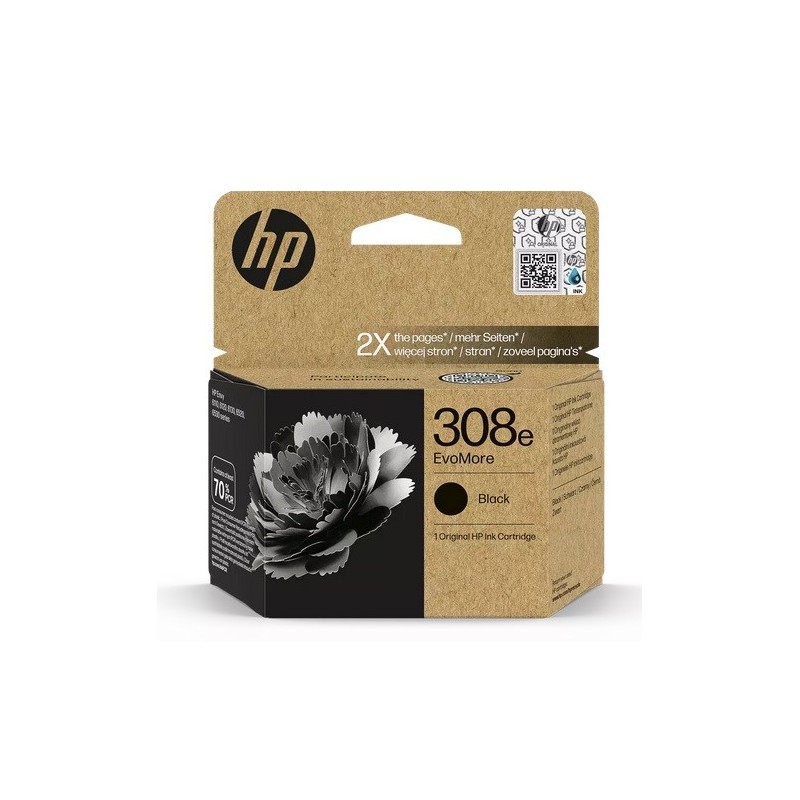 Cartouche d'encre Noir HP Evomore pour ENVY 6110/ 6120 ....(N°308e)