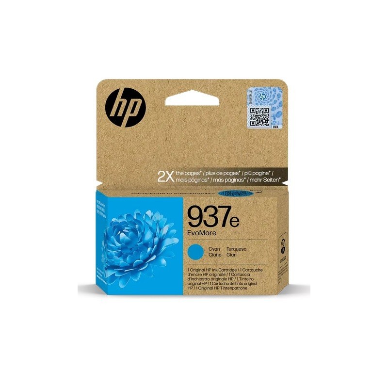 Cartouche Jet d'encre Haute Capacité HP N°937e Cyan (1 650 pages)