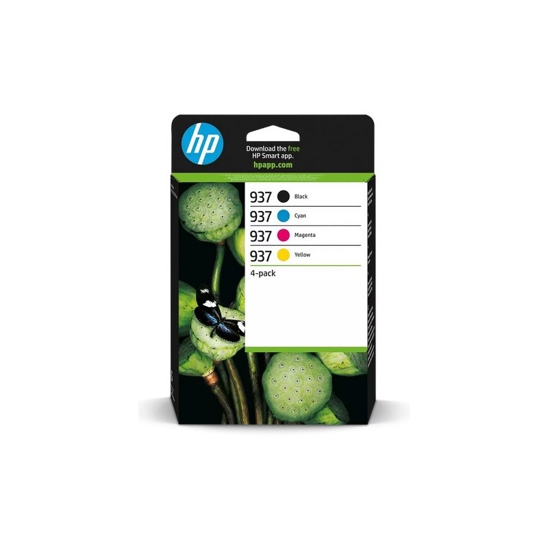 Pack 4 Cartouches Jet d'encre Capacité Standard HP N°937 pour Officejet Pro