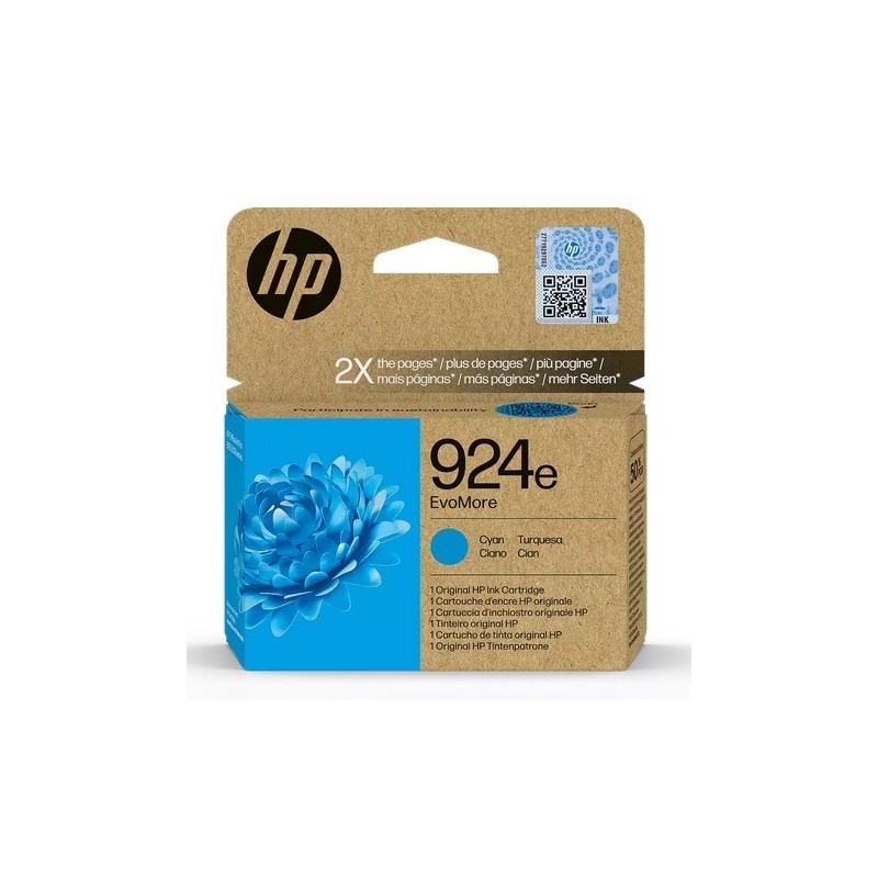 Cartouche Jet d'encre Cyan Haute Capacité HP N°924e (800 pages)