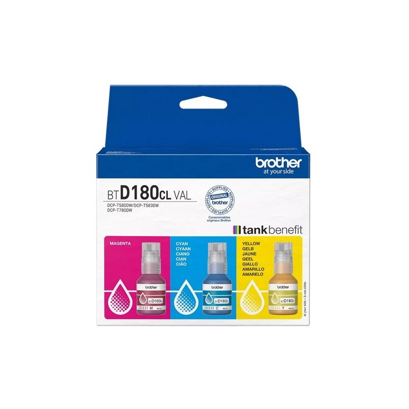 Pack 3 Bouteilles d'encre Couleur Brother pour DCP-T583dw, DCP-T580DW, ...
