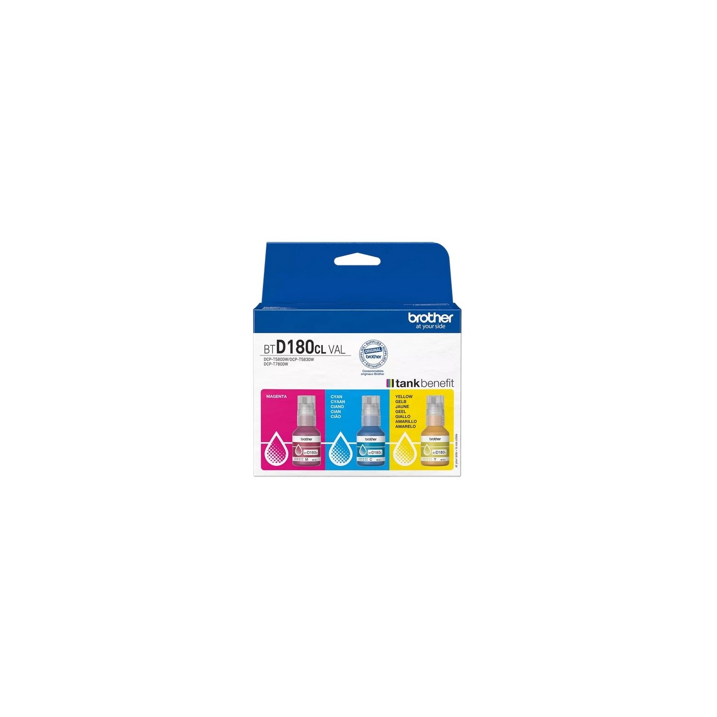 Pack 3 Bouteilles d'encre Couleur Brother pour DCP-T583dw, DCP-T580DW, ...
