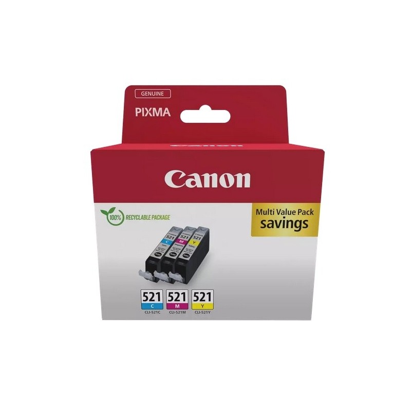 Pack d'encre 3 couleurs Canon pour Pixma ip3600 / mp540...CLI-521CMY