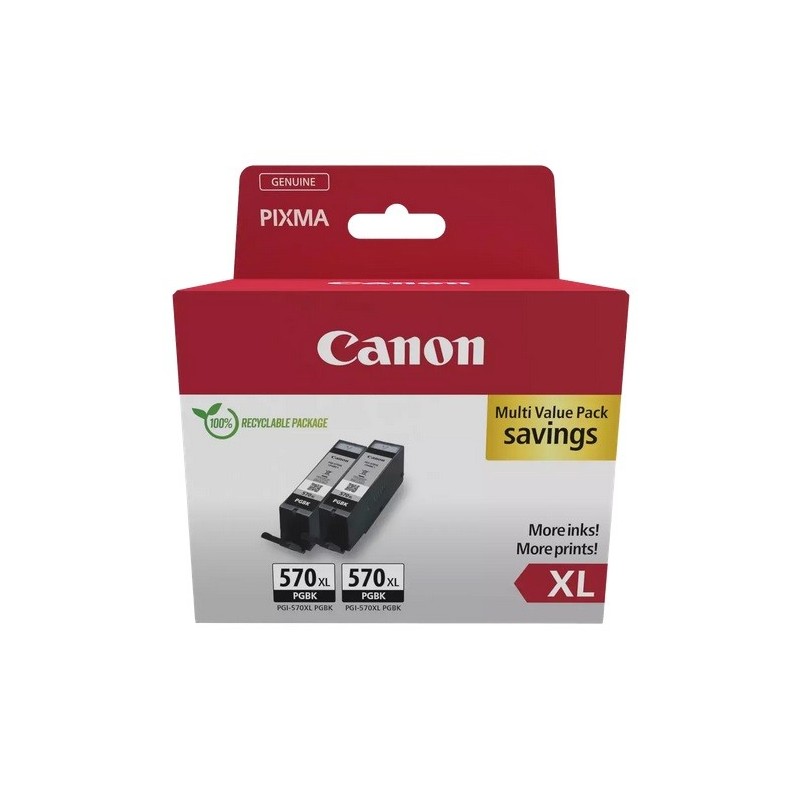 Pack 2 Cartouches d'Encre Noire (PGI-570PGBK XL) Haute capacité pour Canon Pixma MG 5750 / MG 6850...