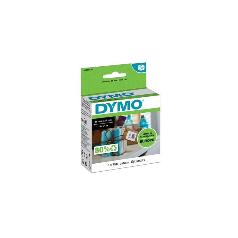 750 Étiquettes polyvalente Carré - Blanc Dymo LW, 25 mm x 25 mm 