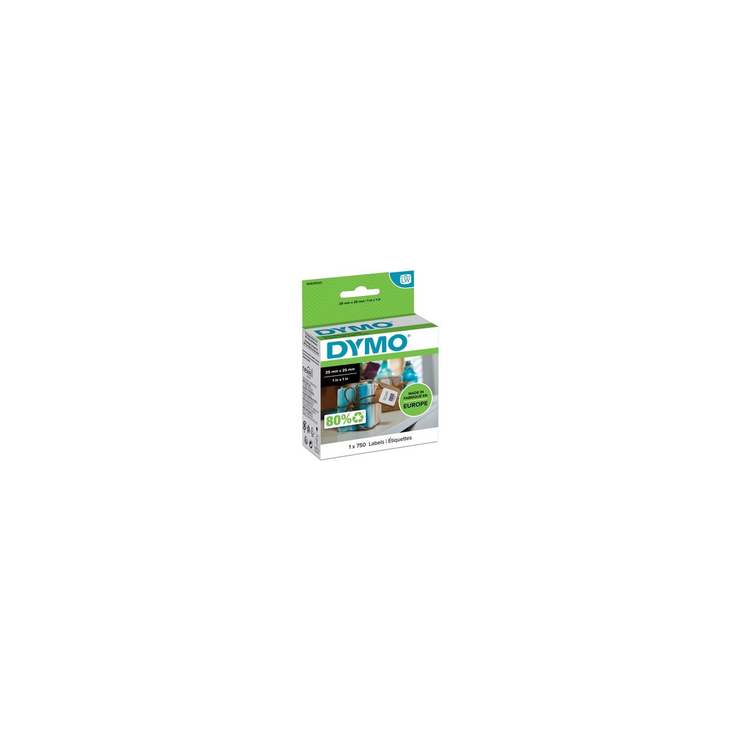 750 Étiquettes polyvalente Carré - Blanc Dymo LW, 25 mm x 25 mm 