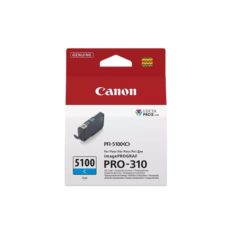 Cartouche Jet d'encre Cyan CANON pour Imprimante imagePROGRAF PRO-310 (PFI5100C)