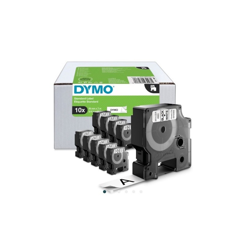ValuePack 10 Rubans Dymo D1 (S0720830) 19mm x 7m Noir sur Blanc 