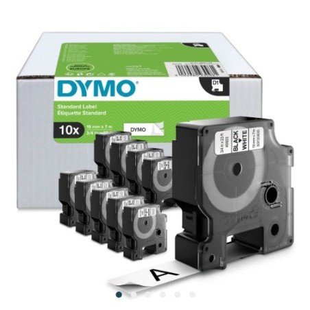 ValuePack 10 Rubans Dymo D1 (S0720830) 19mm x 7m Noir sur Blanc 