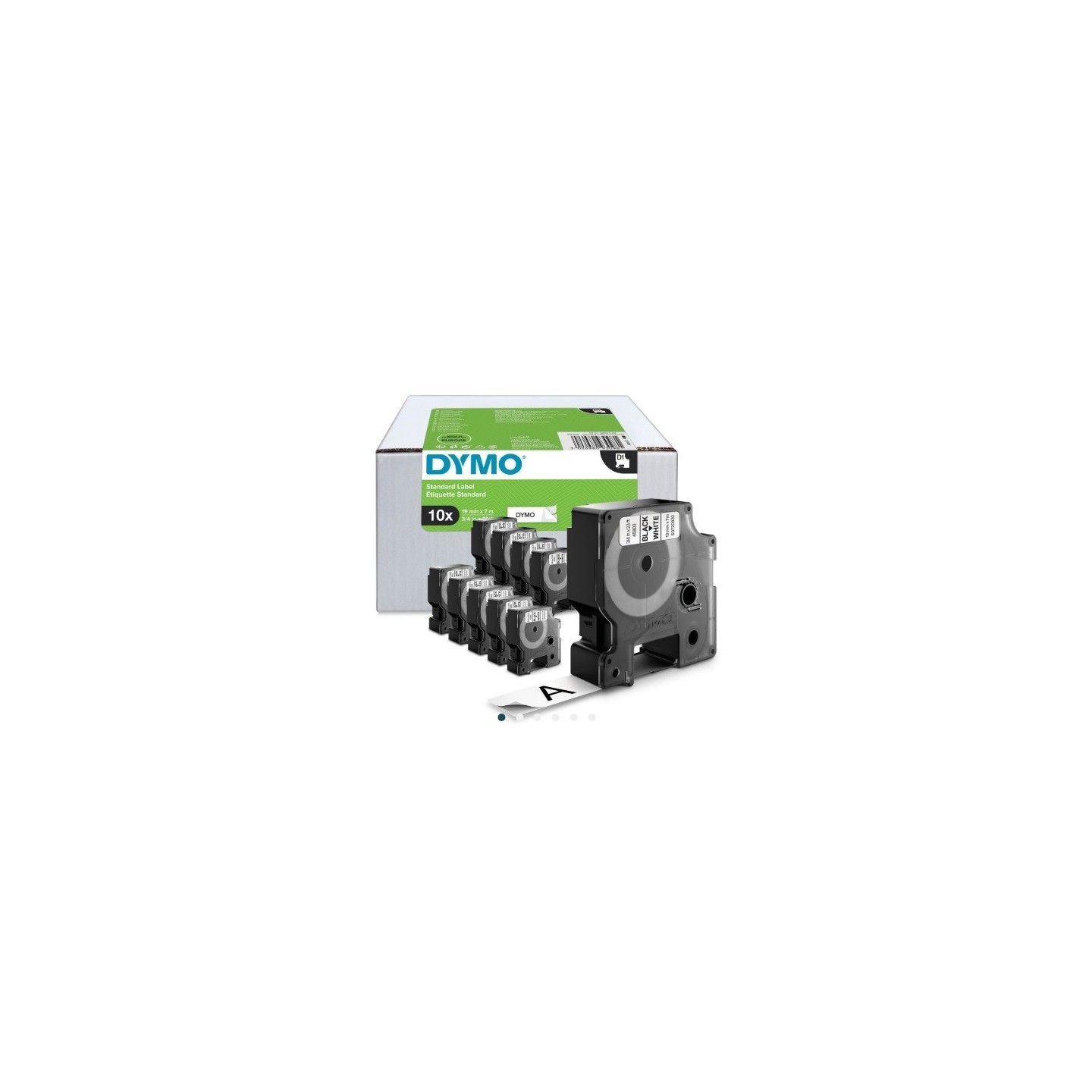 ValuePack 10 Rubans Dymo D1 (S0720830) 19mm x 7m Noir sur Blanc 
