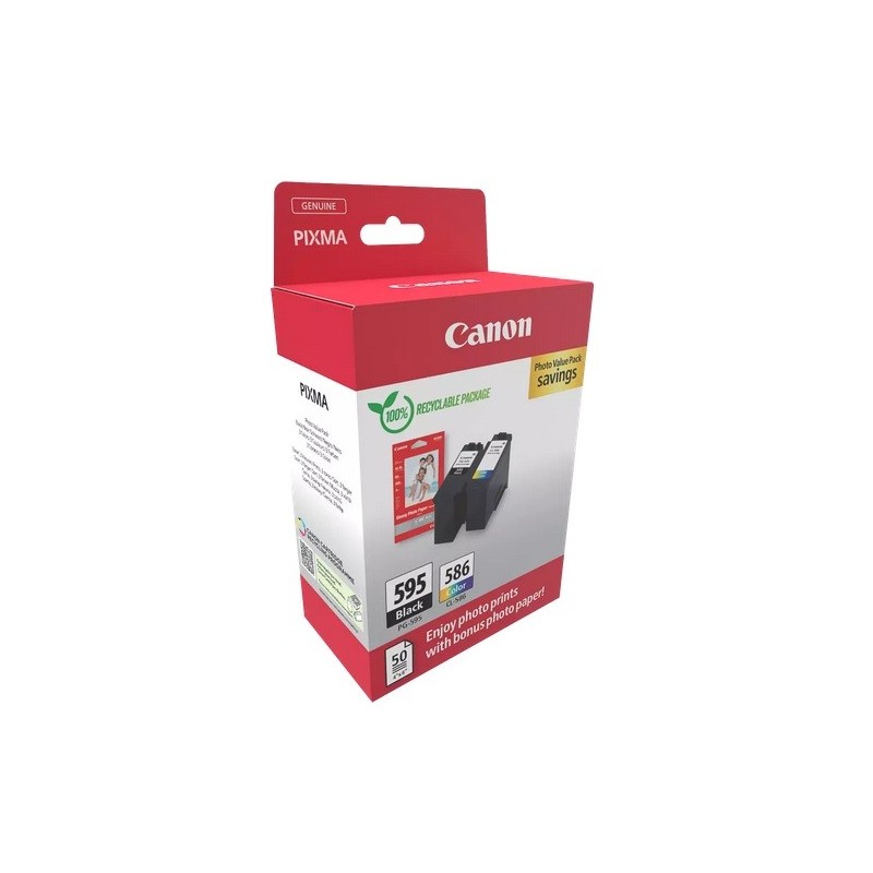 Multipack Canon (PG595 + CL586) et 50 feuilles papier photo 10 x 15