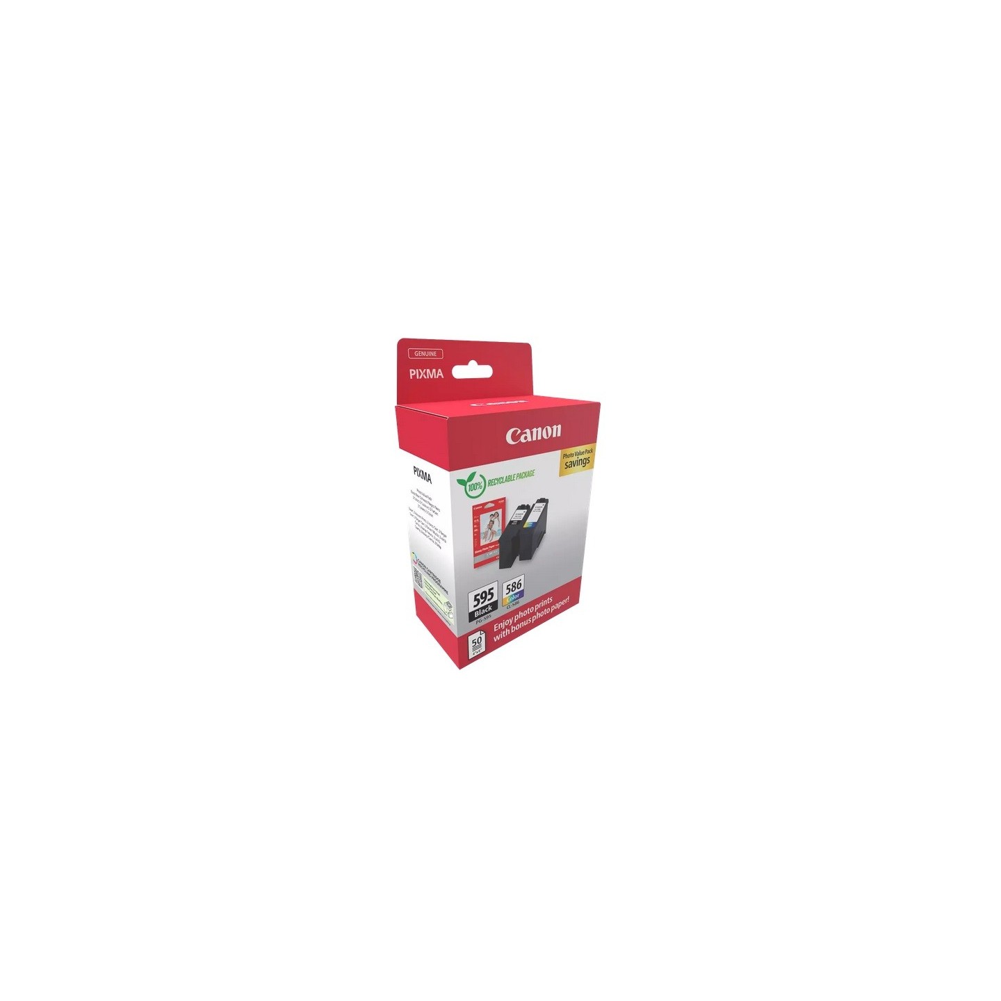 Multipack Canon (PG595 + CL586) et 50 feuilles papier photo 10 x 15
