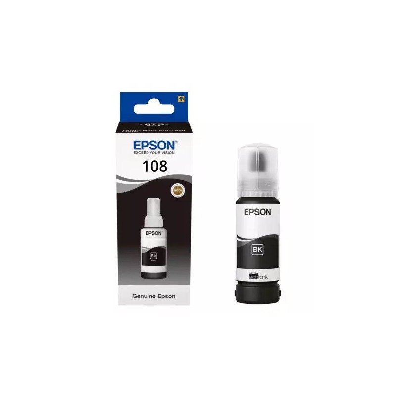 Cartouche Encre Noire EPSON pour EcoTank L8050, L18050, ...(N°108) 
